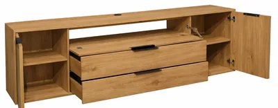 Produktbild von FURNARO Lowboard Bonnie TV-Board Fernsehschrank B/H/T: 216x67x45 cm, Farbe:Asteiche