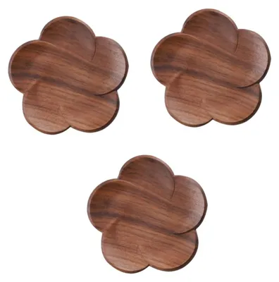 Image de Omgoods - Ensemble de 3 plateaux - Réutilisables - Antidérapants - Isolants thermiques - Pour le bureau - En bois naturel - Multifonctionnels - Assiettes