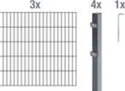 Produktbild von Alberts Doppelstabmatten Zaun, Höhe 160 cm, Länge 6 m, Zaun-Komplettset zum Einbetonieren, anthrazit, Pfosten 60x40 mm