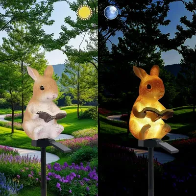 Solar-Hasen-Leseleuchte, Harz, Garten-Deko, LED, wasserdicht