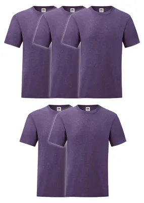 Produktbild von 5er Pack Fruit of the Loom Valueweight T-Shirt + GRATIS MyShirt Stoffbeutel Farbe: violett meliert Größe: S