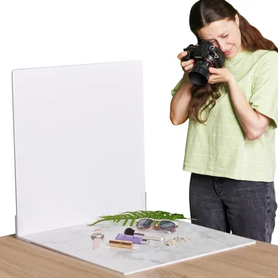 Productafbeelding van Fotoachtergrondbord - 55 x 55 cm - Marmer en wit - Set van 2