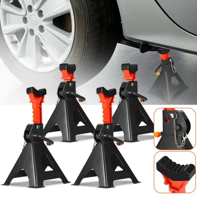Obrázok produktu pre Eikuavons 4 kusy podstavných stojanov, nosnosť 3 tony, vhodné pre podporu automobilov, nastaviteľná výška 285-430 mm, s bezpečnostnou západkou, pre osobné automobily, SUV a iné vozidlá, vhodné do garáže
