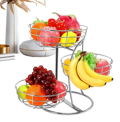 Produktbild von Metallkorb für Obst mit Bananenhalter für die Küche