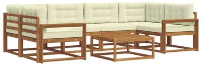 Produktbild von vidaXL Outdoor-Sofagarnitur mit Kissen 7 pcs Natur und Creme