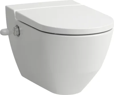Produktbild von LAUFEN Navia Cleanet Dusch-WC, Tiefspüler 4,5/3-Liter wandhängend, spülrandlos, 37x58 cm, mit seitlicher Öffnung für externen Wasseranschluss 19,5 cm, H8206014007171
