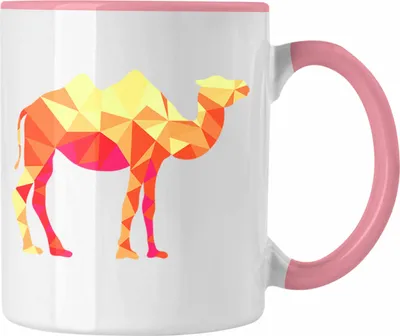 Produktbild von Trendation - Kamel Tasse Geschenk Polygon Grafik Lustig (Rosa)