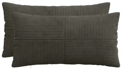 Immagine prodotto di vidaXL, 2 federe per cuscini, modello ALMELO, colore antracite, 40 x 80 cm, materiale: cord