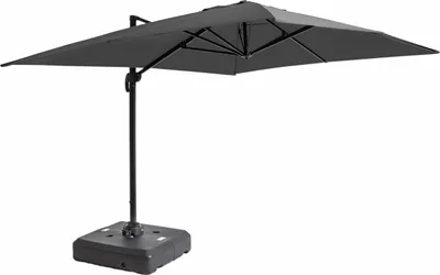 Produktbild von Sonnenschirm 4x3m 360° inkl. fahrbarer Standfuß grau - Oviala Caserta