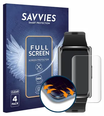Produktbild von 4x Savvies Fullscreen Schutzfolie für Huawei Band 11 Pro Displayschutz Folie Fullcover Klar Transparent