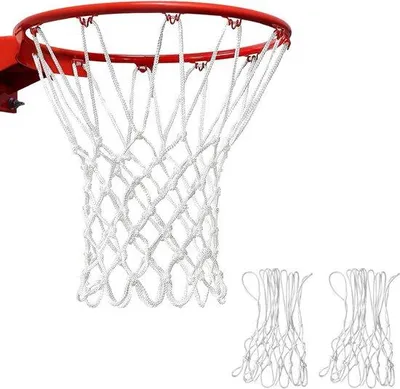Produktbild von Weißes Basketballnetz-Set, Innen/Außen, 2-teilig