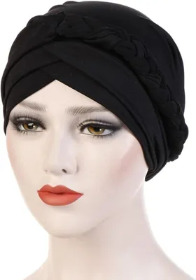 Produktbild von Weiche Turbanmütze für Frauen und Mädchen mit Zopf
