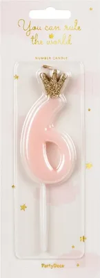 Obrázek produktu pro narozeninový obal Číslo 6 růžový 9,5 cm 71794