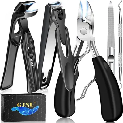 Image de Coupe-ongles pour ongles de pieds épais avec attrape-ongles, tête angulaire & large ouverture de mâchoire