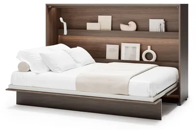 Produktbild von MEBLINI Schrankbett Bed Concept - Wandbett mit Lattenrost - Klappbett mit Schrank - Wandklappbett - Murphy Bed - Bettschrank - BC-05 - 120x200cm Horizontal - Dunin Eiche mit Matratze