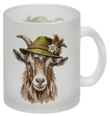 Produktbild von Ziege mit alpenländischem Trachtenhut Glas Tasse