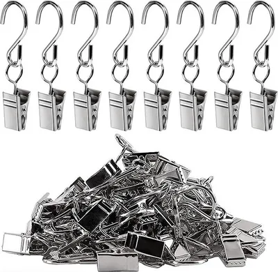 Produktbild von INF Vorhangklammern mit S-Haken im 20er-Pack Silber