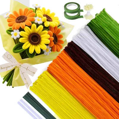 Pfeifenreiniger-Set 500 Stück, 5 Farben, Bastelblumen, DIY