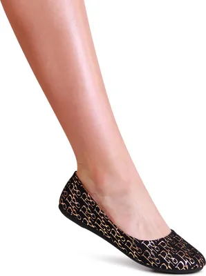 Produktbild von topschuhe24 2330 Damen Print Ballerina Slipper, Farbe:Schwarz, Größe:41 EU
