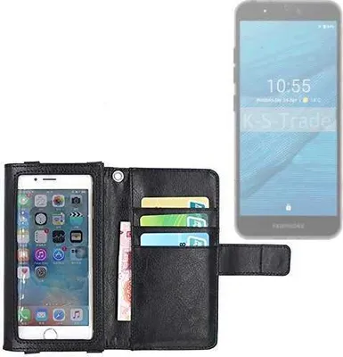 Produktbild von K-S-Trade Handy Hülle Schutz Hülle Kompatibel mit Fairphone Fairphone 3 Case mit Displayschutz / Schutzfolie Flip Cover Wallet case Etui Hülle