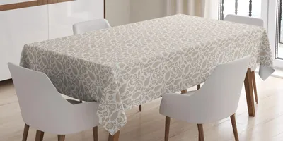 Produktbild von ABAKUHAUS orientalisch Tischdecke, Paisley-Motive des Mittlere Ostens mit einfarbigen Blumen und Blätter-antikem Muster, 140 x 240 cm, Weiß Beige