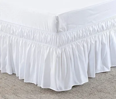 Produktbild von Bettrock Gefaltet mit Rüschen – Elastischer Wrap Around, 203x153 cm + 38 cm – Klassisch & Robust