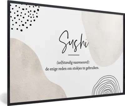 Produktbild von MuchoWow® Gerahmtes Poster Sprichwörter - Sushi - Sushi definition - Zitate - Wörterbuch 90x60 cm - Poster mit Schwarzem Bilderrahmen Wandposter Rahmen Foto Bilder - Fotorahmen - Foto-Plakat