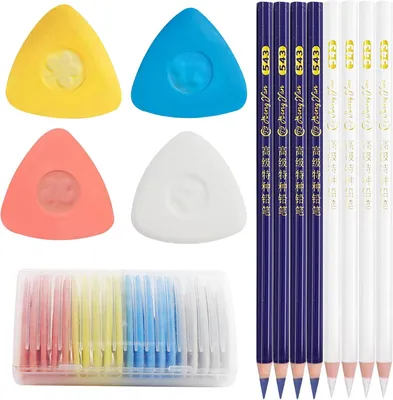 Imagen del producto de Tiza triangular para costura + Bolígrafo para costura - Set de 28 unidades