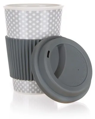 Produktbild von Keramikbecher 400 ml mit Silikondeckel Banquet Go grau
