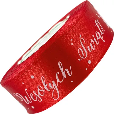 Produktbild von FROHE WEIHNACHTEN Satinband Rot 25mm