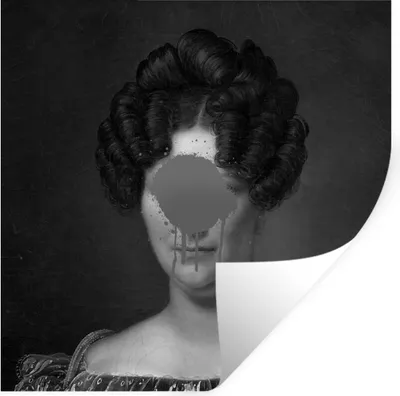 Produktbild von MuchoWow® Wandtattoo Wandsticker Wandaufkleber Johanna Henriette Engelen - Alexandre Jean Dubois Drahonet - Schwarz und Weiß 50x50 cm Selbstklebend und Repositionierbar - Selbstklebend - Fototapeten