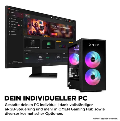Produktbild von HP OMEN 35L GT16-0674ng, AMD Ryzen™ 7, 8700F, 32 GB, DDR5-SDRAM, 1 TB, Windows 11 Home