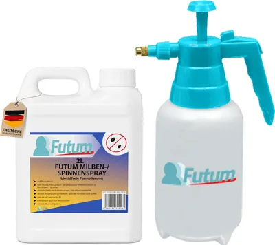 Produktbild von FUTUM 2 Liter + Sprüher Milbenspray / Spinnen -Spray | biozidfrei gegen Milben & Spinnen | Spinnen-Mittel| schnell & Direktwirkung | fleckenfrei