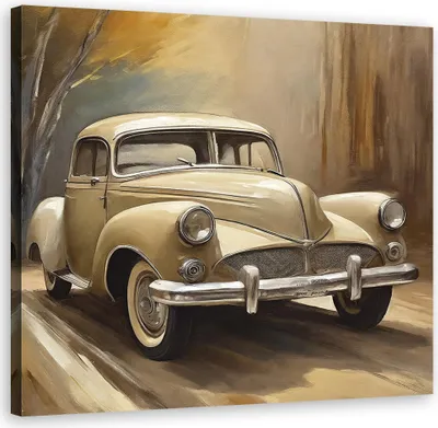 Produktbild von Leinwandbild Auto Retro Vintage 30x30 Feeby Beige bild für die wand bereit zum aufhängen