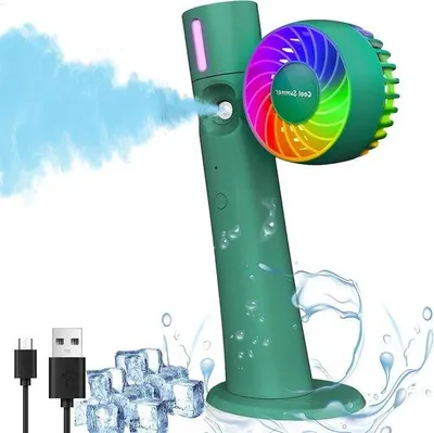 Zdjęcie produktu dla Ręczny wentylator z ładowaniem USB, idealny na podróże, kompaktowy wentylator z mgiełką
