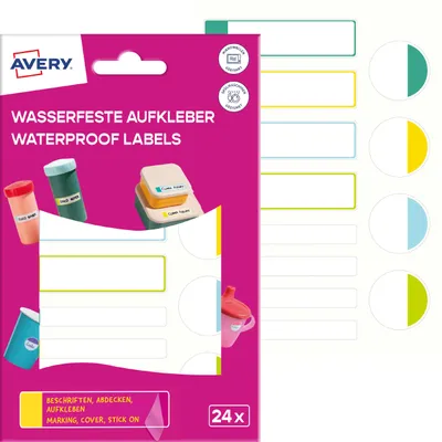 Produktbild von Avery APBAS24, Selbstlaminierende Etiketten, Papier mit Glanzlaminat, bunt, bunt, ? 25 mm