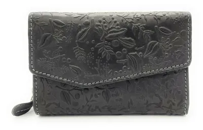 Produktbild von Hill Burry echt Leder Damen Geldbörse Portemonnaie floral RFID NFC Schutz black