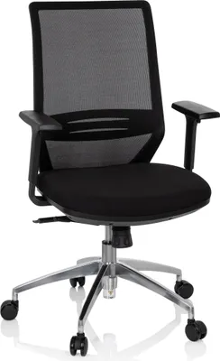 Produktbild von hjh OFFICE Profi Bürostuhl PROFONDO Ergonomischer Schreibtischstuhl mit Armlehnen (höhenverstellbar) Stoff / Netzstoff Schwarz Drehstuhl für Büro, Zuhause