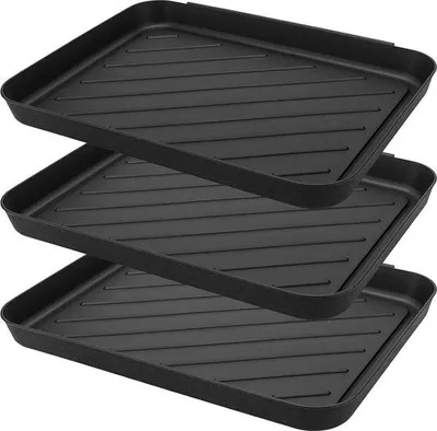Productafbeelding van Famanu Schoenenrekset - Grote plastic schoenenrekken met verhoogde rand - 3 stuks - Zwart
