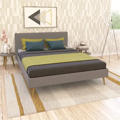 Produktbild von Bett Fjord/ Bett 160X200 Mit Lattenrost - Hellgrau Stoff