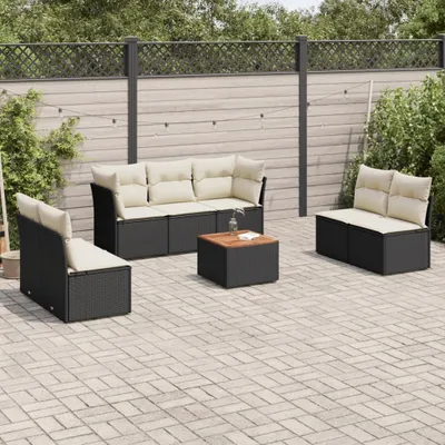 Produktbild von CLORIS 8-tlg. Garten-Sofagarnitur mit Kissen Schwarz Poly Rattan 3255895