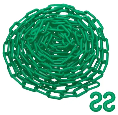 Plastik-Sicherheitskette 25 m, grün, wasserdicht, 2 x 3,5 cm Glieder