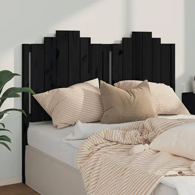 Produktbild von The Living Store Kopfteil Schwarz 146x4x110 cm Massivholz Kiefer