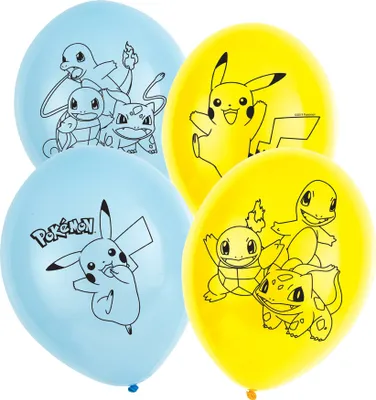 Produktbild von Amscan 9904826, Spielzeugballon, Latex, Blau, Gelb, Abbildung, Pokémon, 27,5 cm