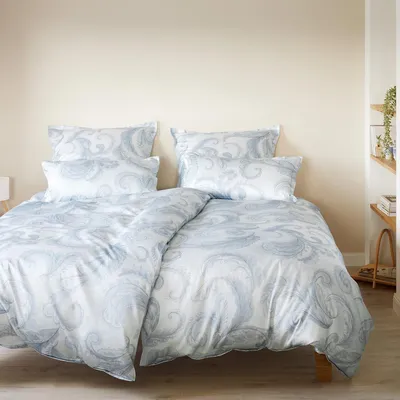 Produktbild von Elegante Mako Satin Bettwäsche Grandezza 24554-2 rauchblau 135x200