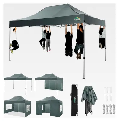 Produktbild von Faltpavillon 3x4,5 Wasserdicht Stabil Winterfest 3.0, Gartenpavillon mit UV-Schutz und 4 Seitenteilen, Grau