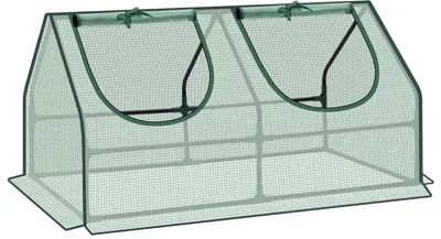 Produktbild von Garten-Gewächshaus - Tragbares Anzucht-Gewächshaus - Winter-PE-Folie - Frühbeet - Rollbare Fenster - Für Tomaten und Gemüse - Grün