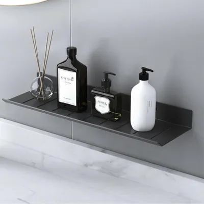 Produktbild von Bohrfreie Ablage, Aluminiumlegierung, Hohe Tragkraft wasserdicht rostfrei, Belüfteter Boden, Schwarz, 40cm