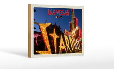 Produktbild von Holzschild Reise 18x12 cm Las Vegas USA Neon Museum Dekoration