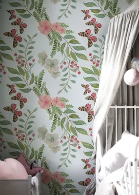 Produktbild von Coloray Fototapete 250x104 cm Latextapete Magicstick - Flowersbutterfly Pastell.